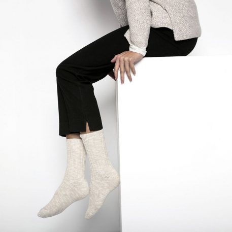 Chaussettes en coton flammé Beige White - du 36 au 44