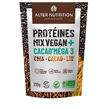 Protéines Mix vegan bio Cacao’méga 3 chia cacao lin - 200 GR
