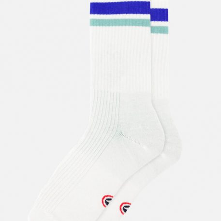 Chaussettes sport mi-hautes rayées Bleu et vert