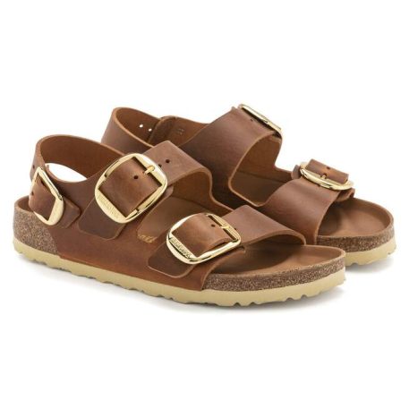 Milano Big Buckle Cuir huilé Cognac